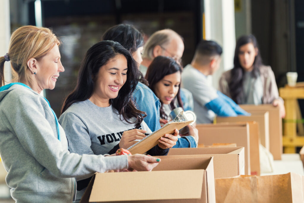 not-for-profits volunteers during a food drive